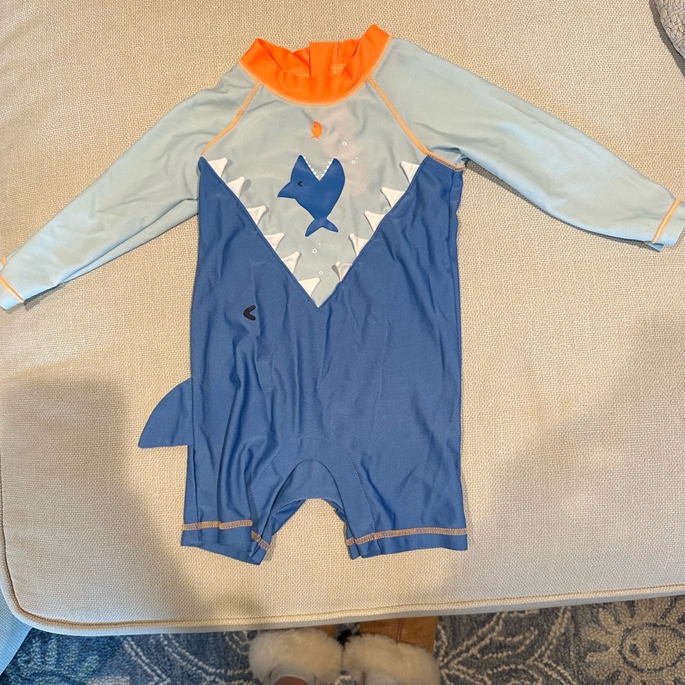 Gap 12-18 months 1 piece shark swim suit